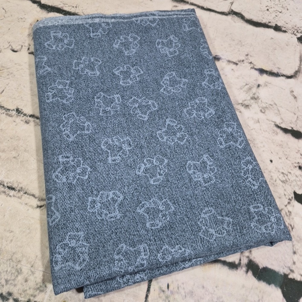Vintage Daisy Kingdom Fabric All Over Bears On Denim 44" X 1 Yard Quilting Craft
